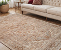5 X 7 Beige And Brown Floral Medallion Area Rug With Fringe