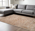 9 X 12 Beige And Brown Floral Medallion Area Rug With Fringe