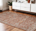 4 X 6 Brick Red And Gray Floral Medallion Area Rug With Fringe