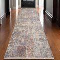 3 X 10 Gray Ivory And Brick Red Floral Medallion Runner Rug With Fringe