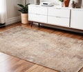 4 X 6 Beige And Brown Abstract Area Rug With Fringe