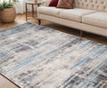 5 X 8 Blue Gray And Ivory Abstract Area Rug