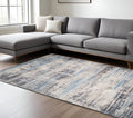 9 X 12 Blue Gray And Ivory Abstract Area Rug