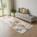 3 X 9 Ivory Orange And Gray Abstract Runner Rug