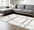 9 X 12 Ivory And Black Geometric Area Rug