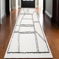 3 X 10 Ivory And Black Moroccan Runner Rug