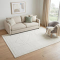 5 X 7 Ivory And Off White Geometric Area Rug