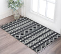 3 X 5 Black Gray And White Wool Geometric Handmade Area Rug With Fringe