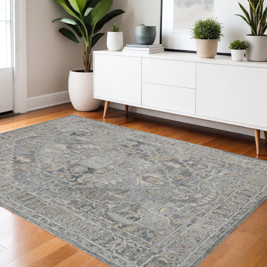 4 X 6 Gray And Brown Wool Oriental Hand Tufted Area Rug