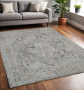 5 X 7 Gray And Brown Wool Oriental Hand Tufted Area Rug