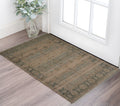 2 X 3 Brown And Dark Gray Oriental Hand Woven Area Rug With Fringe