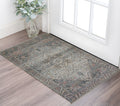 2 X 3 Light Blue Gray And Pink Oriental Hand Woven Area Rug With Fringe