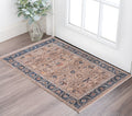 2 X 3 Teal Brown And Beige Oriental Area Rug