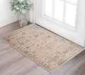 2 X 3 Ivory And Brown Floral Medallion Area Rug With Fringe