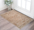 2 X 3 Beige And Brown Floral Medallion Area Rug With Fringe