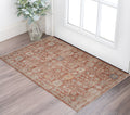 2 X 3 Brick Red And Gray Floral Medallion Area Rug With Fringe