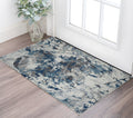 2 X 3 Ivory Teal And Black Abstract Area Rug