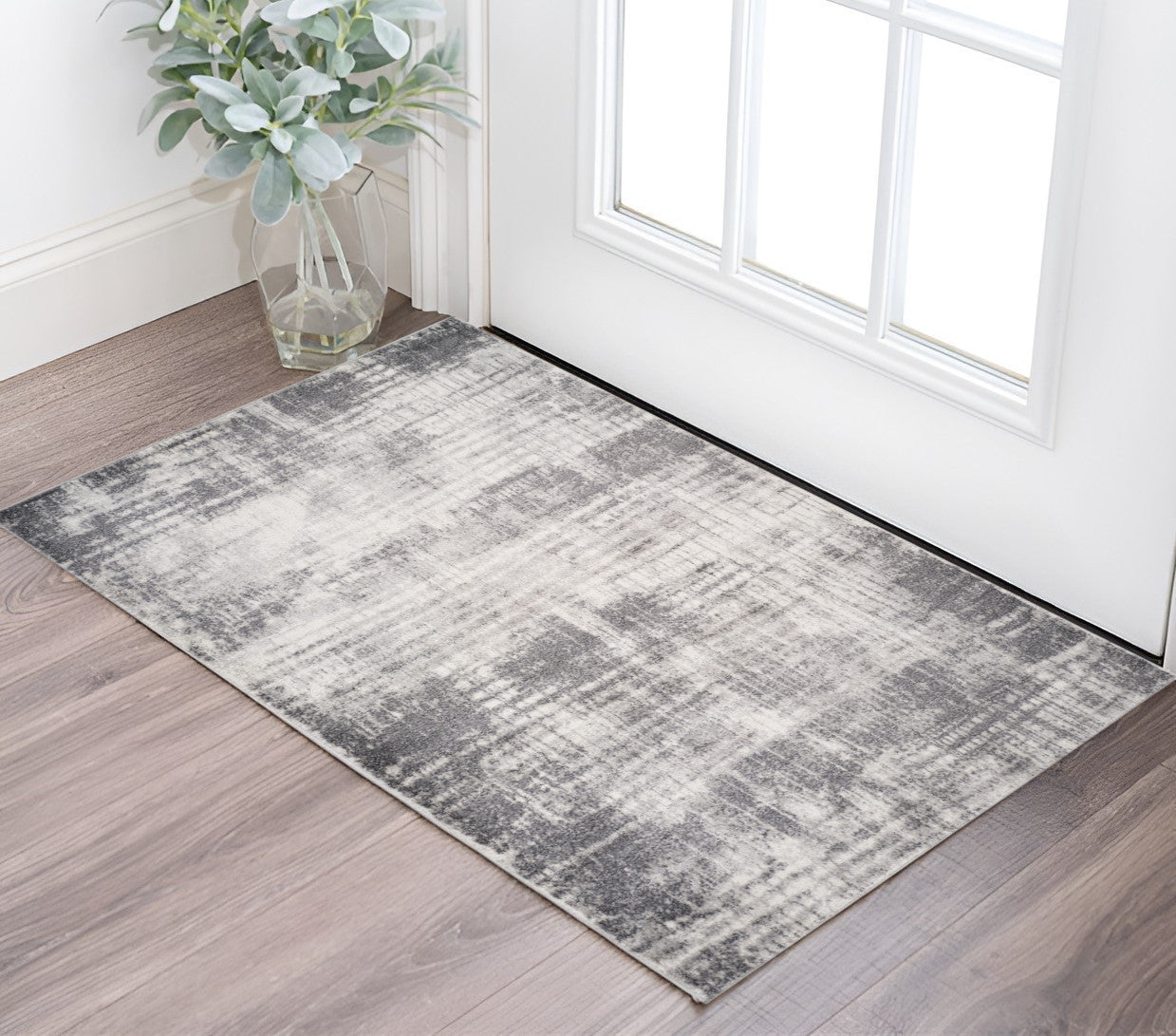 2 X 3 Cream And Gray Abstract Area Rug