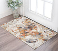 2 X 3 Ivory Orange And Gray Abstract Area Rug