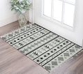 2 X 3 Black Gray And Ivory Wool Abstract Geometric Handmade Area Rug With Fringe