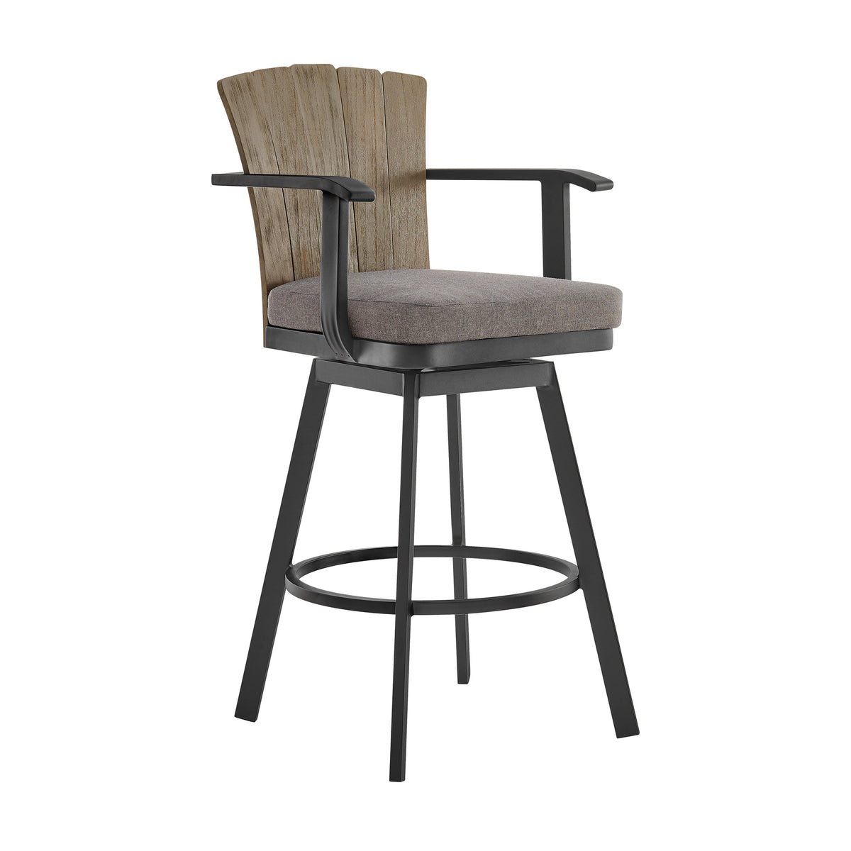 40'' Charcoal Metal Swivel Outdoor Counter Height Bar chair with Footrest