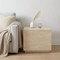 16 Natural Distressed Solid Wood Square Block End Table