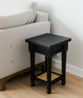 20 Black And Natural Solid Wood And Cane Square End Table With Shelf