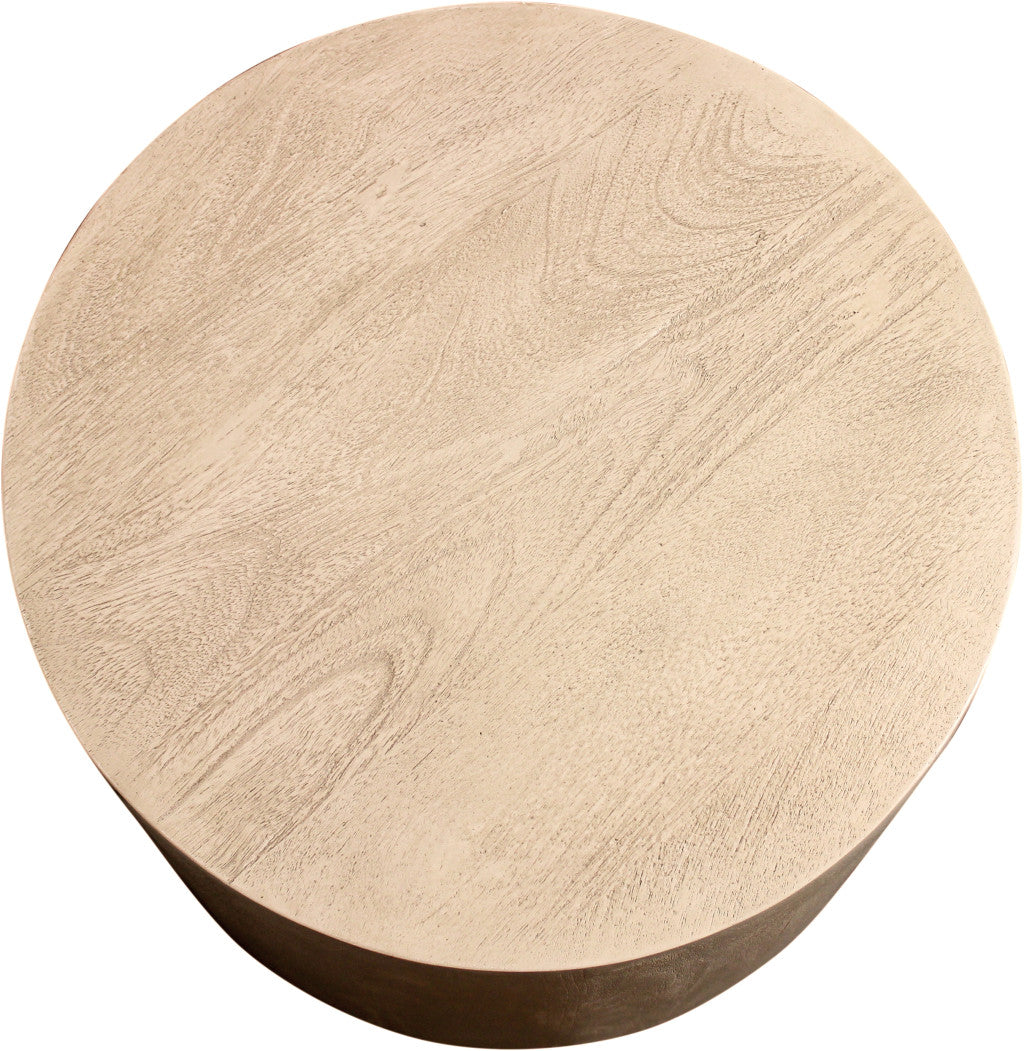 16'' Natural Distressed Solid Wood Round End Table