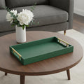 16 Green Wood Wood Faux Shagreen Serving Tray With Handles