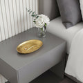 8 Gold Cast Iron Mod Abstract Face Oval Trinket Tray