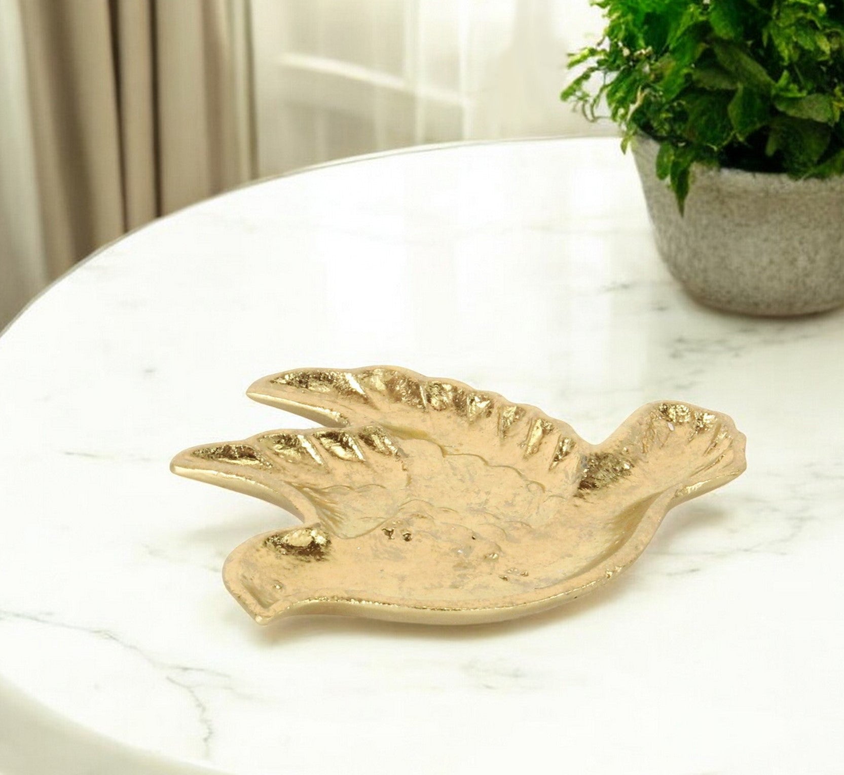 7 Gold Cast Iron Dove Handmade Trinket Tray
