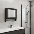 18 Black Wood, Metal Floating Bathroom Vanity And Medicine Cabinet With Mirror