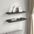 32 Set Of Two Dark Gray Wood Wall Mounted Floating Shelves
