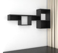47 Black Wood Wall Mounted Cubby Shelf