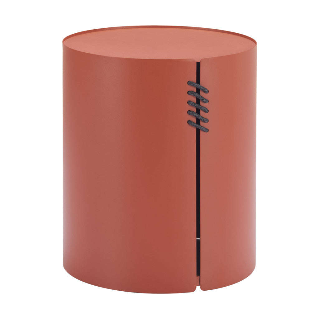 19'' Brown Aluminum Round Drum End Table