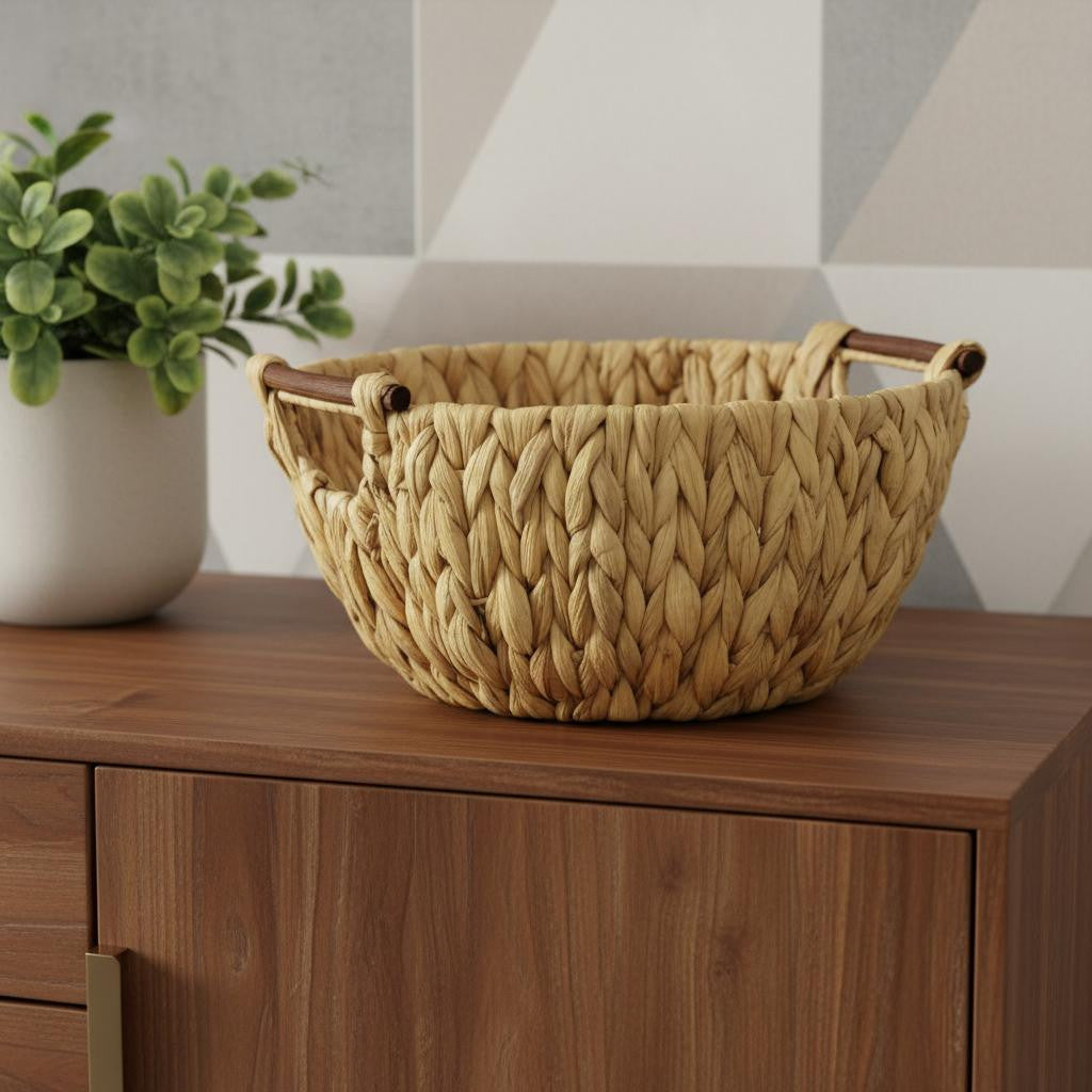 13 Natural Woven Water Hyacinth Basket