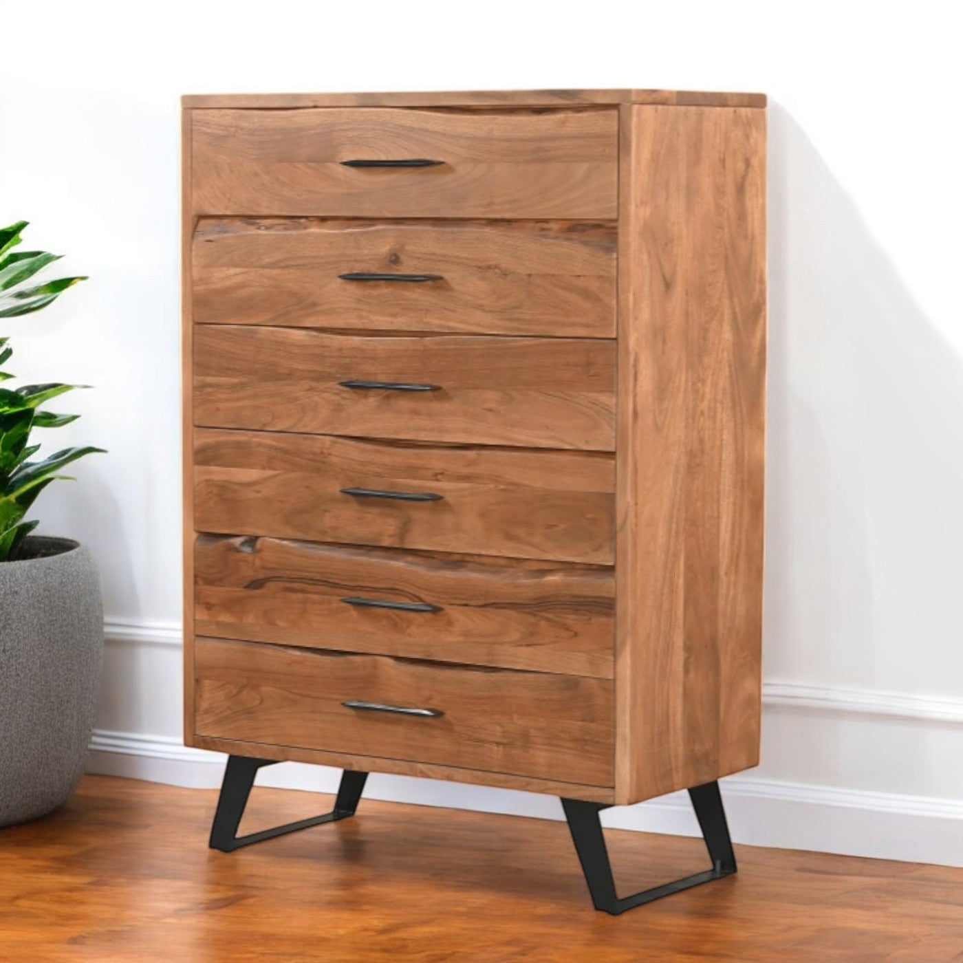 36'' Natural Live Edge Solid Wood Five Drawer Dresser