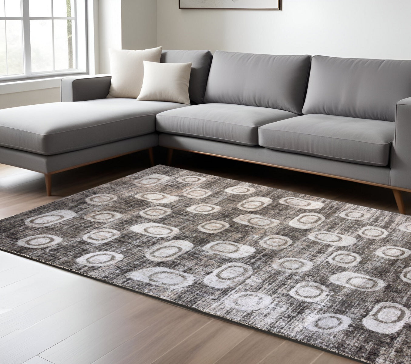 7' X 10' Brown and Beige Abstract Area Rug
