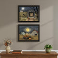 Set Of Two Halloween At Night In The Country Black Framed Wall Art