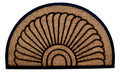 24'' X 36'' Beige and Black Rubber and Coir Outdoor Semi Circle Door Mat