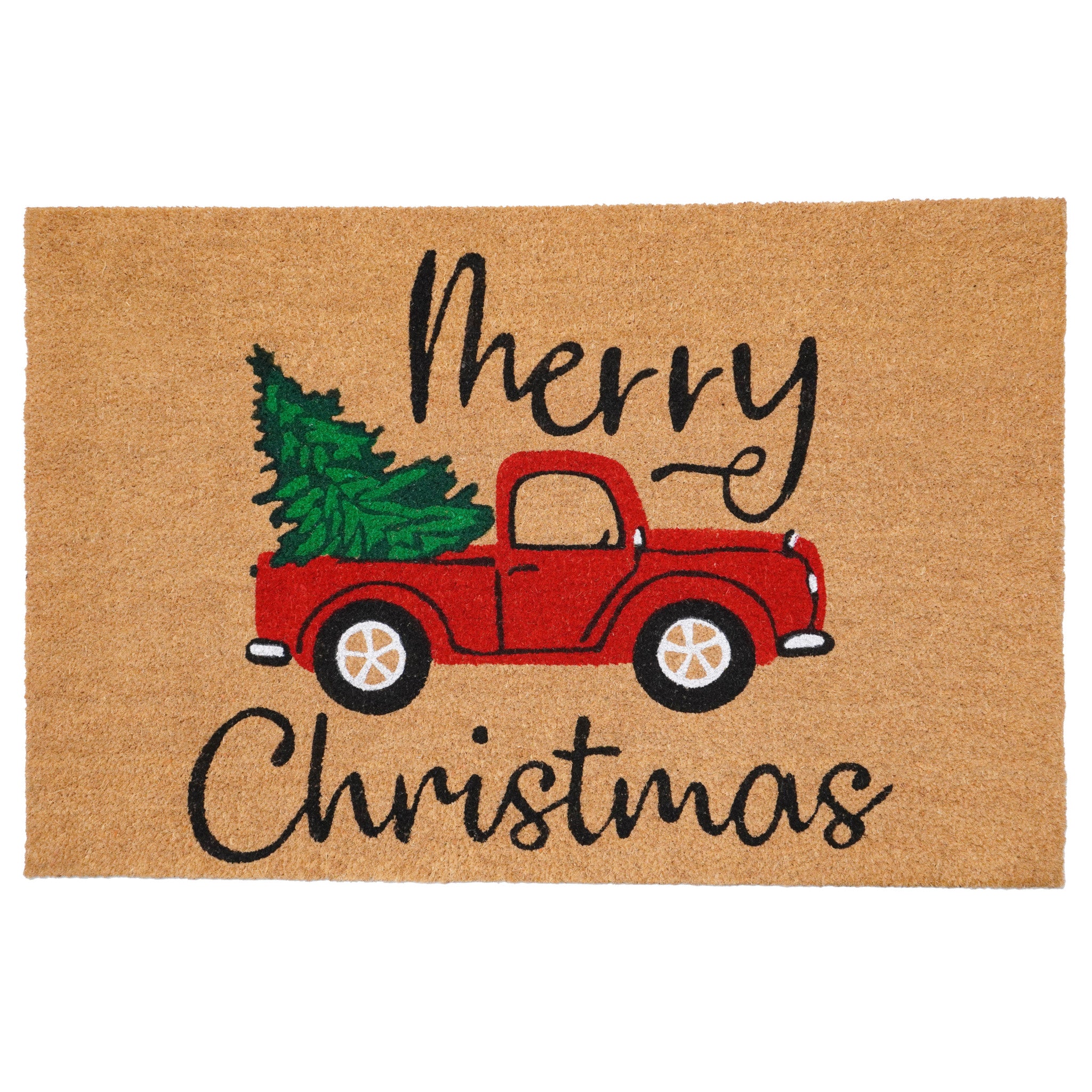 24 X 36 Brown and Red Coir Merry Christmas Outdoor Door Mat