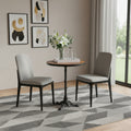 24 Walnut and Black Wood And Aluminum Indoor Outdoor Pedestal Base Round Top Dining Table