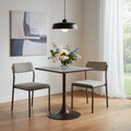 24 Gray Wood and Steel Faux Terrazzo Pedestal Base Square Dining Table