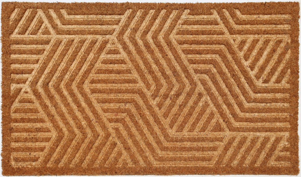 18'' X 30'' Beige and White Coir Outdoor Door Mat