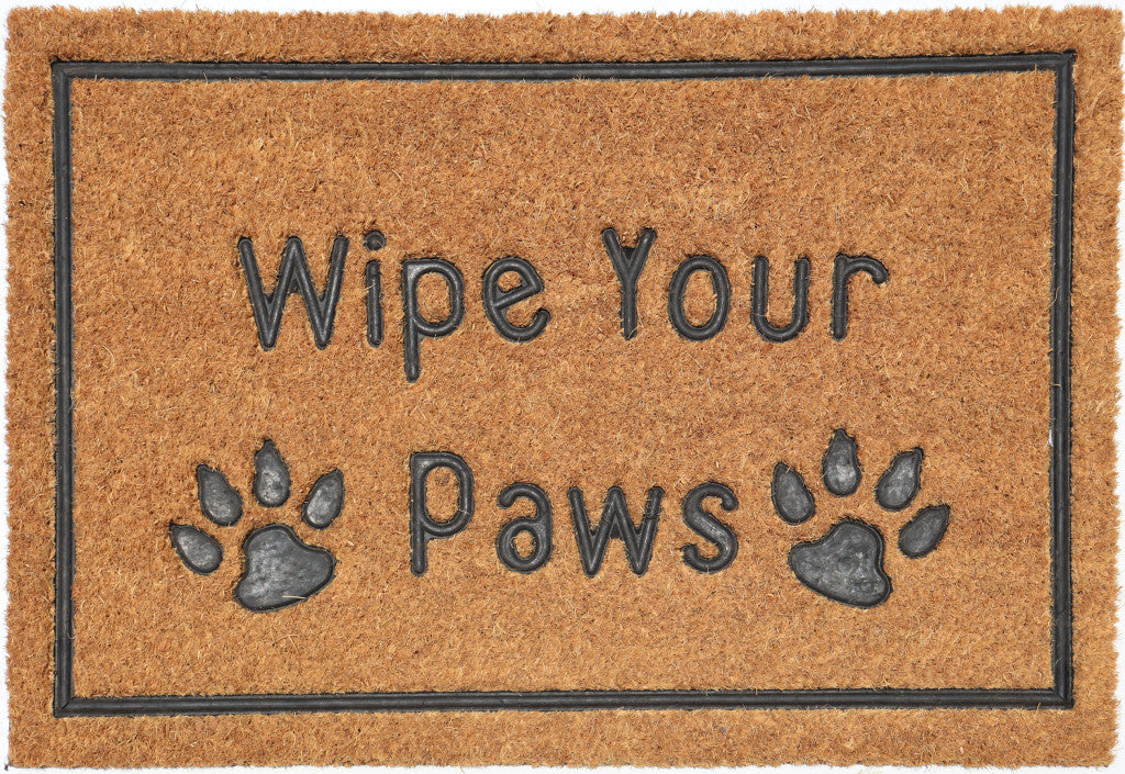 18'' X 30'' Beige and Gray Coir Wipe Your Paws Outdoor Door Mat