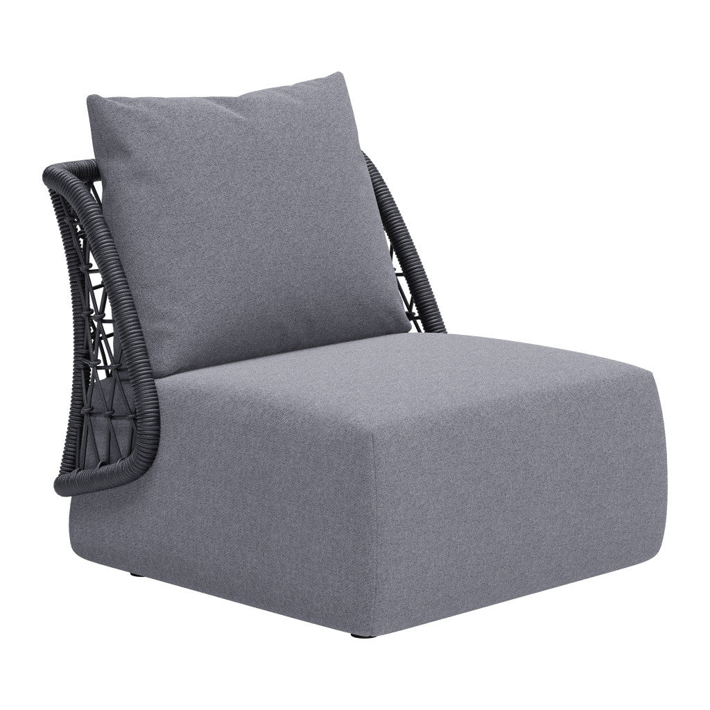 33'' Gray Outdoor Accent Chair with Gray Cushions