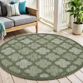 4 Dark Green And Light Green Round Geometric Indoor Outdoor Area Rug