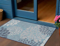 3 X 5 Navy Blue And Gray Floral Indoor Outdoor Area Rug