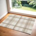 3' X 5' Ivory Plaid Power Loom Area Rug