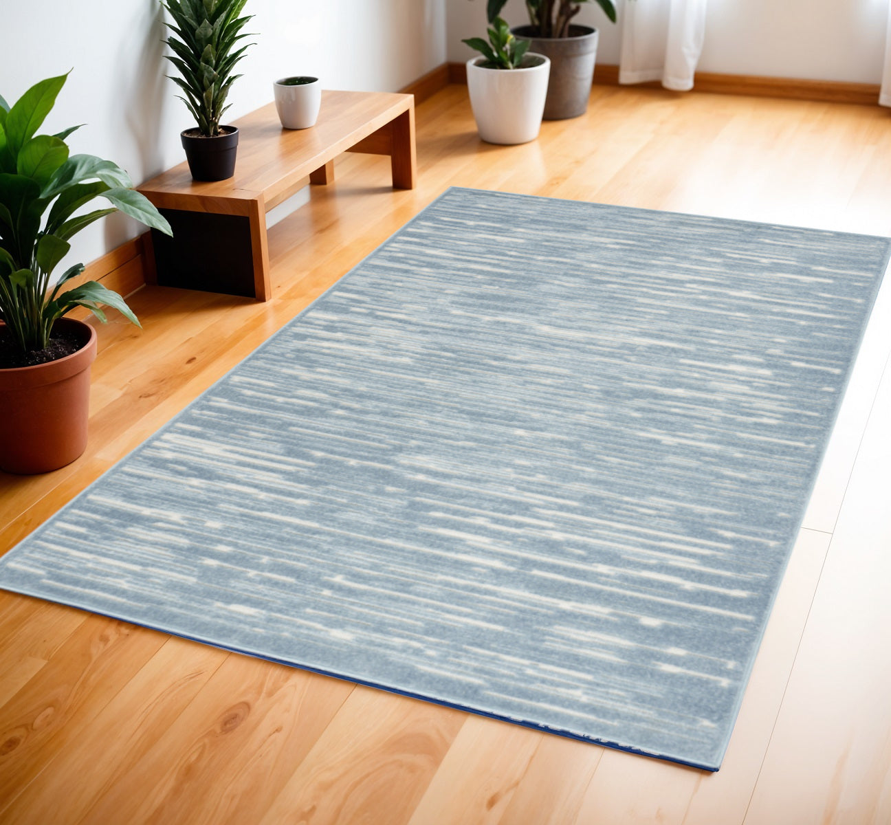 4' X 6' Blue Geometric Area Rug